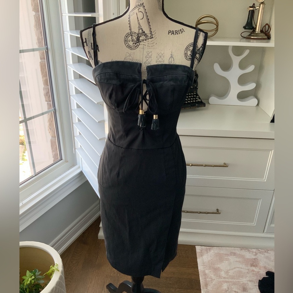 $2500 ALTUZARRA Classic Black Midi Fitted Body-con Women’s Dress SZ 6 Made Italy